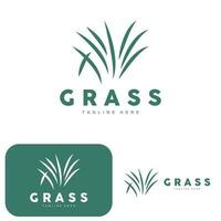 Green Grass Logo Design, Farm Landscape Illustration, Natural Scenery Vector