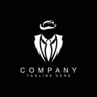 Detective Man Logo Design, Mafia Detective Fashion Tuxedo And Hat Illustration Vector, BlackMan Businesman Icon vector