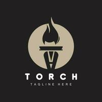 Torch Logo, Fire Design, Letter Logo, Product Brand Icon vector