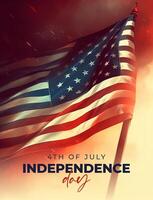 Happy 4th of July, USA Independence Day Poster. Illustration AI Generative photo