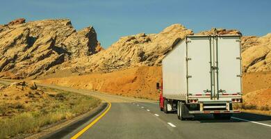 Semi Truck Vehicle on a Scenic Route photo