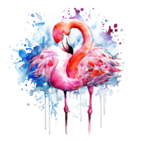 aguarela Rosa flamingo. ilustração ai generativo png