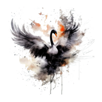 acuarela negro cisne. ilustración ai generativo png