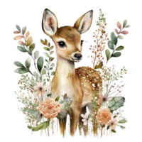 Cute baby deer watercolor cutout. png