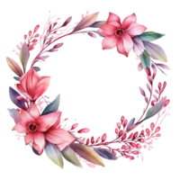 Watercolor floral wreath. Illustration png