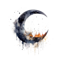 Watercolor moon. Illustration png