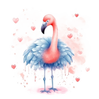 vattenfärg rosa flamingo. illustration ai generativ png