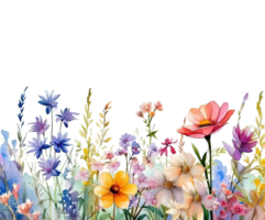 Watercolor Flower border. Illustration AI Generative png