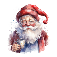 fofa aguarela santa noel. ilustração ai generativo png