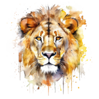 Lion watercolor head. Illustration png