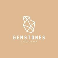 Gemstone Logo, Jewelery Simple Line Design, Vector Gem, Diamond, Icon Template