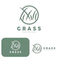 Green Grass Logo Design, Farm Landscape Illustration, Natural Scenery Vector