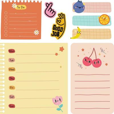 flat design vector cute colorful school label sticker