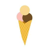 Vector ice cream in waffle cone illustration