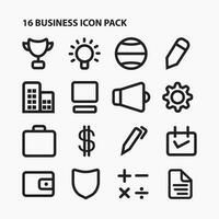 negocio íconos paquete negro y blanco vector ilustración con básico icono