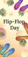 Flipflops view of the top on a colored background Banner template advertising social media Card vector