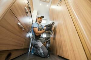 Cleaning the Interior of a Modern Camper Van photo