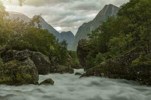 Rushing Glacial River in Southwest Norway photo