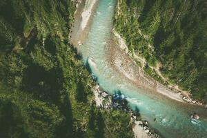 Scenic Mountain River Aerial View photo