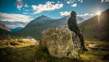 Alpine Hiker Taking Rest photo
