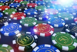 Colorful Casino Chips Table photo