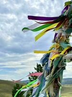 Ritual pillars, serge, near Lake Baikal, Russia. photo