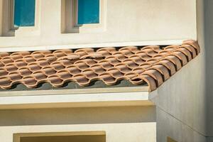 Newly Developed House Roof Tiles Close Up photo