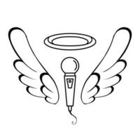 Vector line art microphone with wings