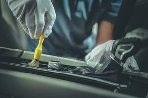 Interior Cleaning with Car Detailing Brush photo