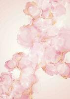abstract background with elegant pink and gold alcohol ink design vector