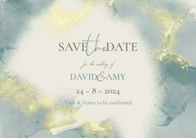Elegant hand painted save the date invitation design vector