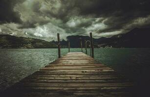 Lake Iseo Stormy Weather and the Wooden Pier photo