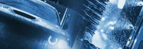 Blue Car Washing Banner Concept photo