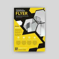 Business abstract vector template for Flyer, Brochure, Annual Report, Magazine, Poster, Corporate Presentation, Portfolio, with yellow and black color size A4, Front and back.