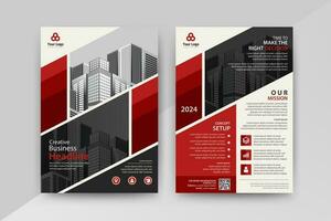 Business abstract vector template for Flyer, Brochure, Annual Report, Magazine, Poster, Corporate Presentation, Portfolio, with red and black color size A4, Front and back.