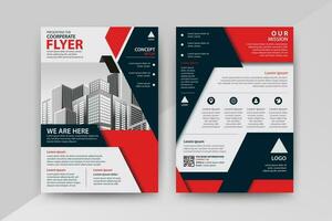 Business abstract vector template for Flyer, Brochure, Annual Report, Magazine, Poster, Corporate Presentation, Portfolio, with red and black color size A4, Front and back.