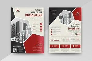 Business abstract vector template for Flyer, Brochure, Annual Report, Magazine, Poster, Corporate Presentation, Portfolio, with red and black color size A4, Front and back.