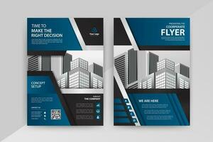 Business abstract vector template for Flyer, Brochure, Annual Report, Magazine, Poster, Corporate Presentation, Portfolio, with blue and black color size A4, Front and back.