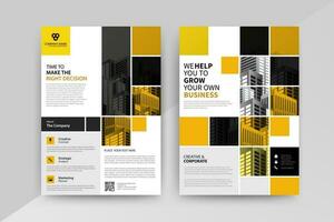 Business abstract vector template for Flyer, Brochure, Annual Report, Magazine, Poster, Corporate Presentation, Portfolio, with yellow and black color size A4, Front and back. Vector