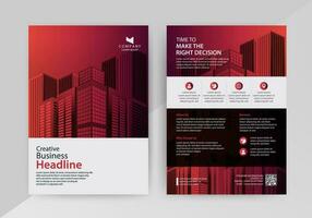 Business abstract vector template for Flyer, Brochure, Annual Report, Magazine, Poster, Corporate Presentation, Portfolio, with red and black color size A4, Front and back.