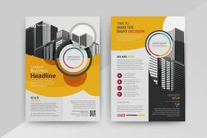 Business abstract vector template for Flyer, Brochure, Annual Report, Magazine, Poster, Corporate Presentation, Portfolio, with yellow and black color size A4, Front and back.