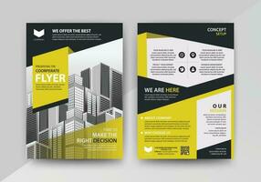 Business abstract vector template for Flyer, Brochure, Annual Report, Magazine, Poster, Corporate Presentation, Portfolio, with yellow and black color size A4, Front and back.