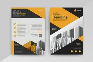 Business abstract vector template for Flyer, Brochure, Annual Report, Magazine, Poster, Corporate Presentation, Portfolio, with yellow and black color size A4, Front and back.