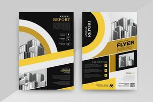 Business abstract vector template for Flyer, Brochure, Annual Report, Magazine, Poster, Corporate Presentation, Portfolio, with yellow and black color size A4, Front and back.