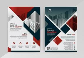 Business abstract vector template for Flyer, Brochure, Annual Report, Magazine, Poster, Corporate Presentation, Portfolio, with red and black color size A4, Front and back.