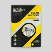 Business abstract vector template for Flyer, Brochure, Annual Report, Magazine, Poster, Corporate Presentation, Portfolio, with yellow and black color size A4, Front and back.