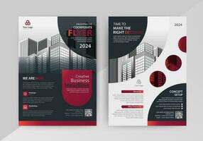 Business abstract vector template for Flyer, Brochure, Annual Report, Magazine, Poster, Corporate Presentation, Portfolio, with red and black color size A4, Front and back.