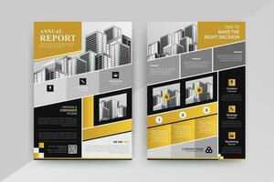 Business abstract vector template for Flyer, Brochure, Annual Report, Magazine, Poster, Corporate Presentation, Portfolio, with yellow and black color size A4, Front and back.