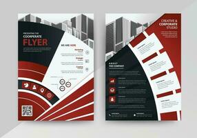 Business abstract vector template for Flyer, Brochure, Annual Report, Magazine, Poster, Corporate Presentation, Portfolio, with red and black color size A4, Front and back.