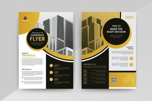 Business abstract vector template for Flyer, Brochure, Annual Report, Magazine, Poster, Corporate Presentation, Portfolio, with yellow and black color size A4, Front and back.